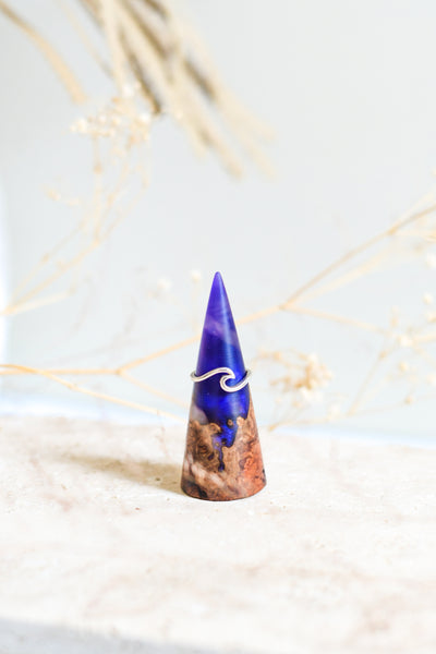 Wood and Resin Ring Cone in Purple