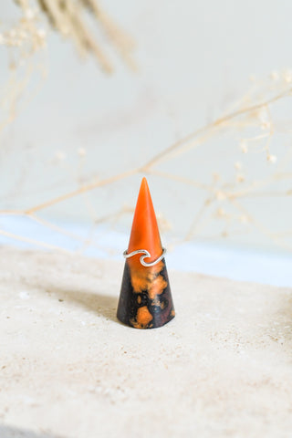 Wood and Resin Ring Cone in Orange