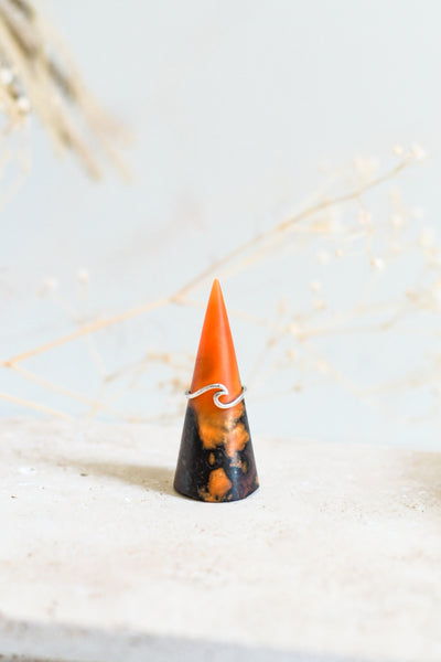 Wood and Resin Ring Cone in Orange