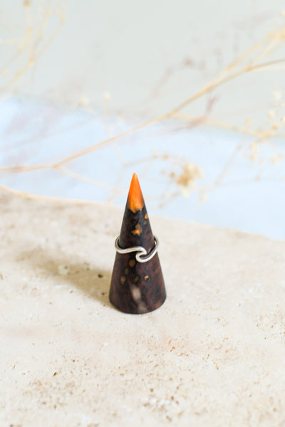 Wood and Resin Ring Cone in Amber