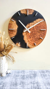 Large wood and resin wall clock 50cm