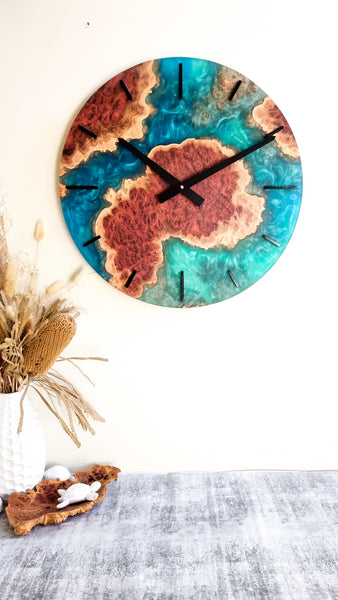 Pre- Order Large Burl and resin clock