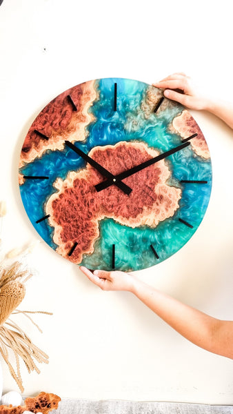 Pre-Order Large wood and resin wall clock