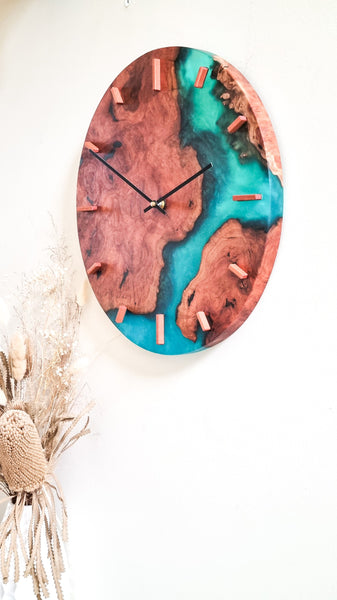 Wood and resin wall clock
