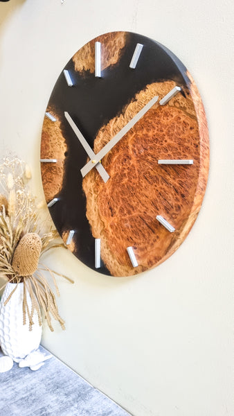 Large wood and resin wall clock 50cm
