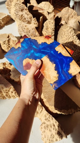 Wood and Resin Coasters in Blue 4 pack