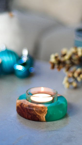 Wood and resin Tealight Holder