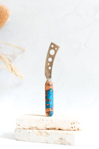Turquoise Resin and Wood Cheese Knife