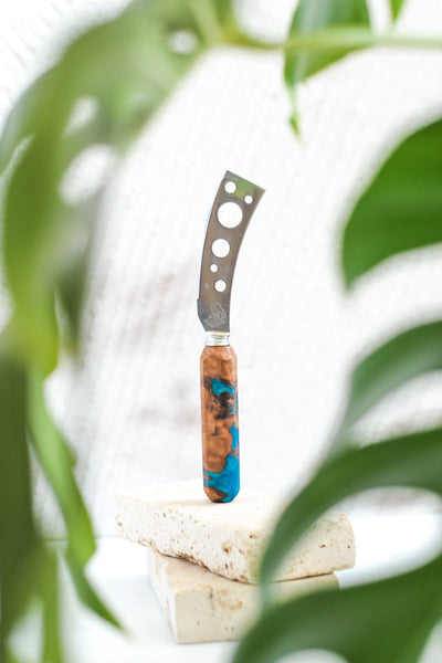 Turquoise Wood and Resin Cheese Knife