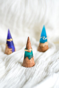 Wood and Resin Ring Cone - Light green