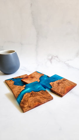 Turquoise and Resin Coasters 4 pack