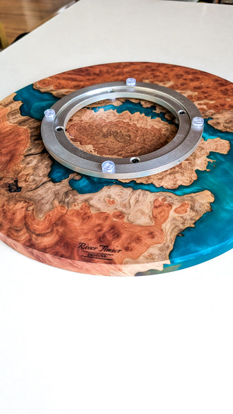 Wood and Resin Lazy Susan with Sea Turtles