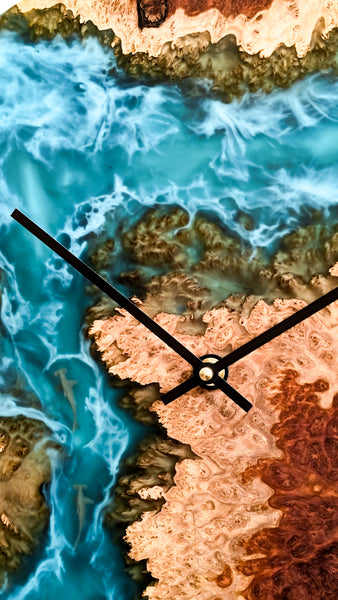 Ocean wall clock with hammerhead sharks