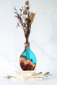 Wood and Resin Stem Vase Transparent