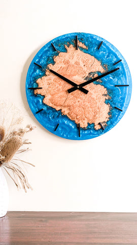 Large wood and resin wall clock