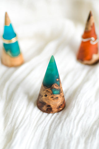 Wood and Resin Ring Cone - Green