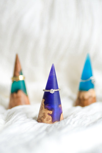 Wood and Resin Ring Cone - Purple