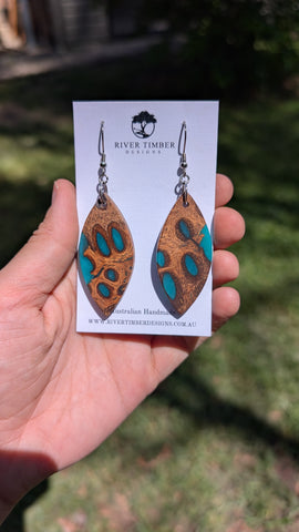 Banksia Wood and Resin Leaf Earrings
