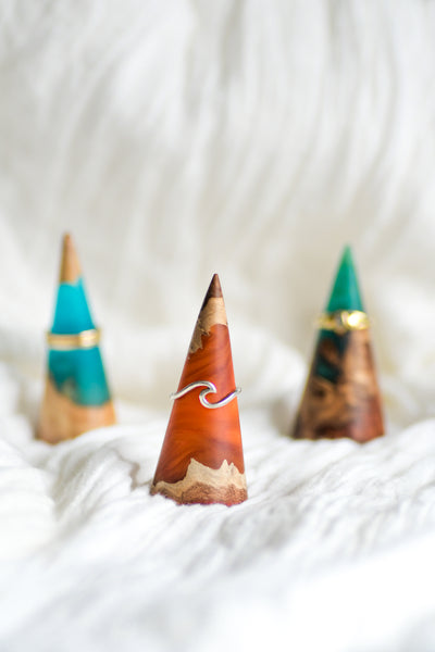 Wood and Resin Ring Cone - Orange