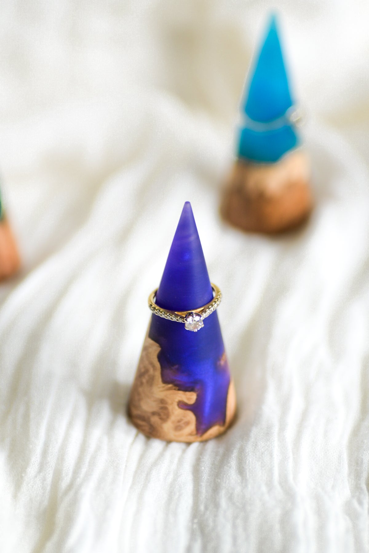 Wood and Resin Ring Cone - Purple