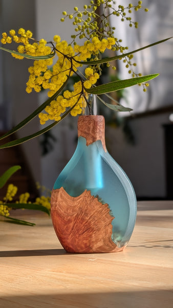 Blue Wood and Resin Stem Vase