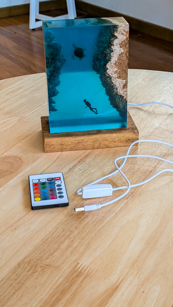 Underwater Lamp with diver and turtle