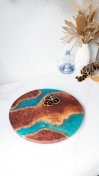 Made to Order Wood and Resin Lazy Susan