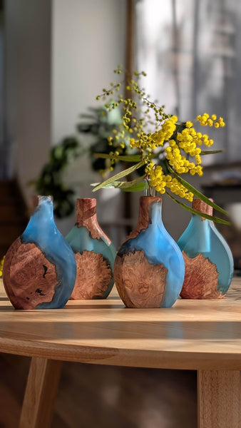 Blue Wood and Resin Stem Vase
