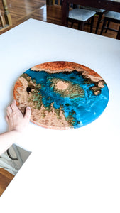 Wood and Resin Lazy Susan with Sea Turtles