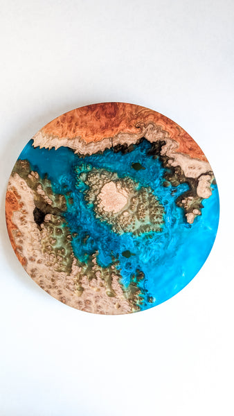 Wood and Resin Lazy Susan with Sea Turtles