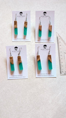 Wood and Resin Linear Earrings