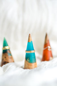 Wood and Resin Ring Cone - Blue