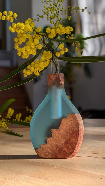 Blue Wood and Resin Stem Vase