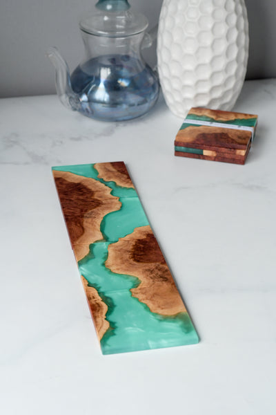 Wood and Resin Coasters in Green 4p