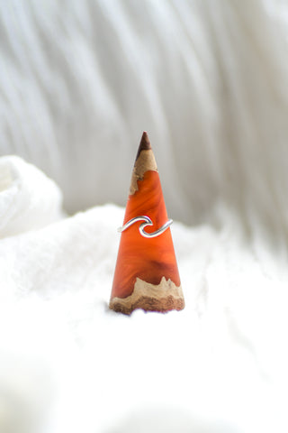 Wood and Resin Ring Cone - Orange