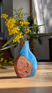 Blue Wood and Resin Stem Vase