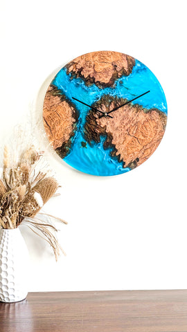 Ocean wall clock with hammerhead sharks and turtle