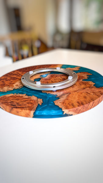 Wood and Resin Lazy Susan with Manta rays