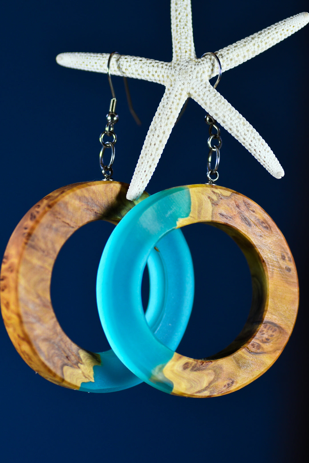 Large Hoop Earrings wood and resin