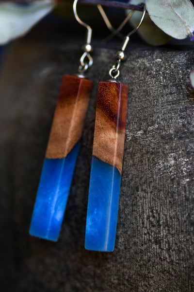 Wood and Resin Linear Earrings